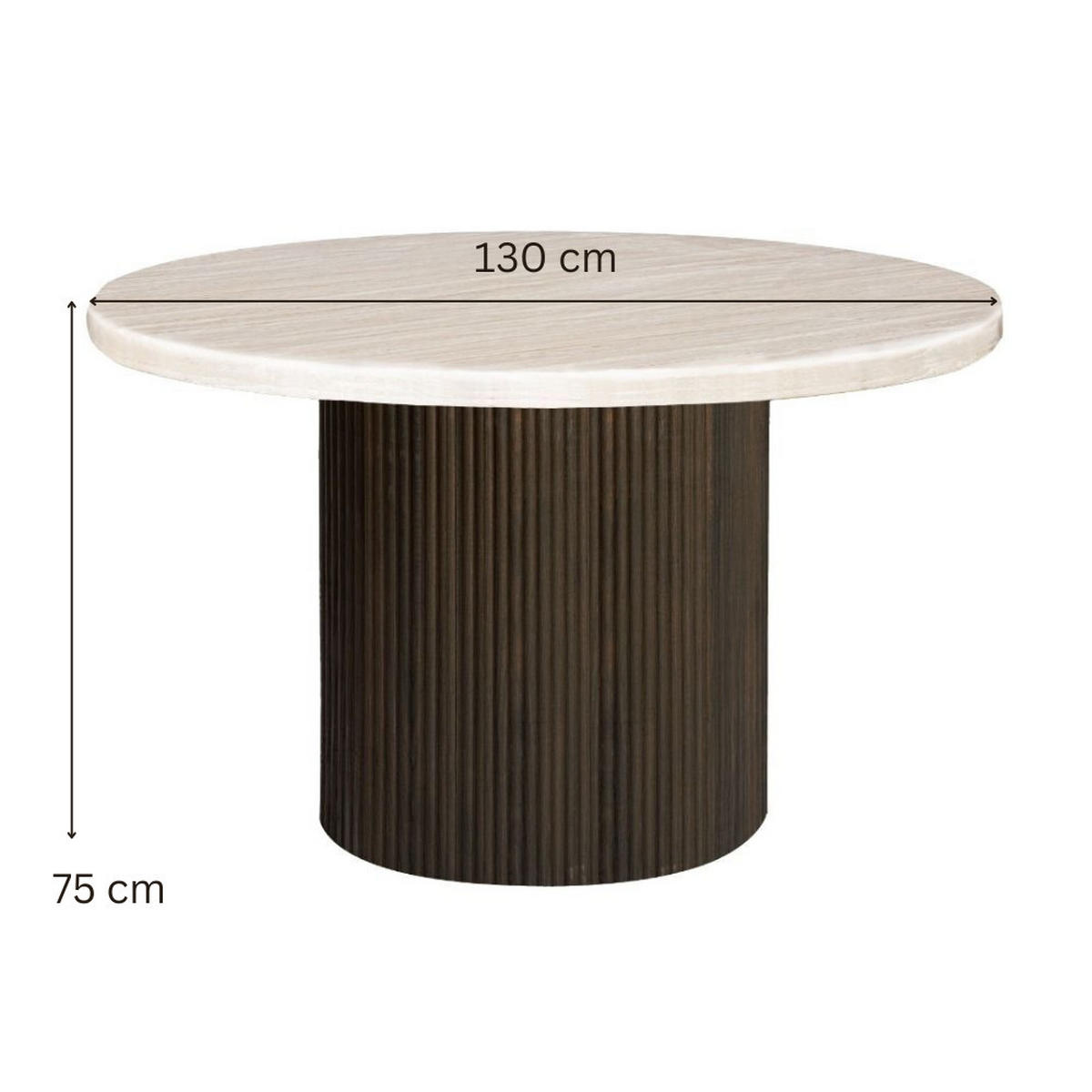 ESSTISCH Trivento braun oval Travertinoptik 130/75 cm - Beige, Holz/Stein (130/130/75cm) - alesvelt