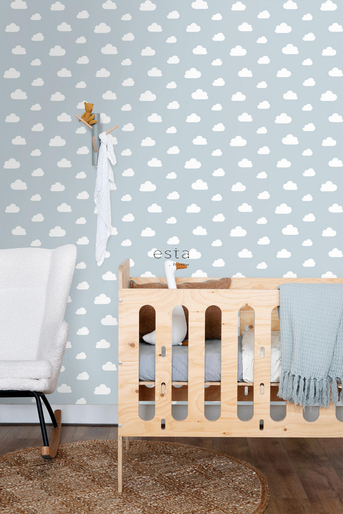 TAPETE kleine Wolken 53 cm x 10.05 m - Blau, Papier (53/0.1cm) - ESTAhome