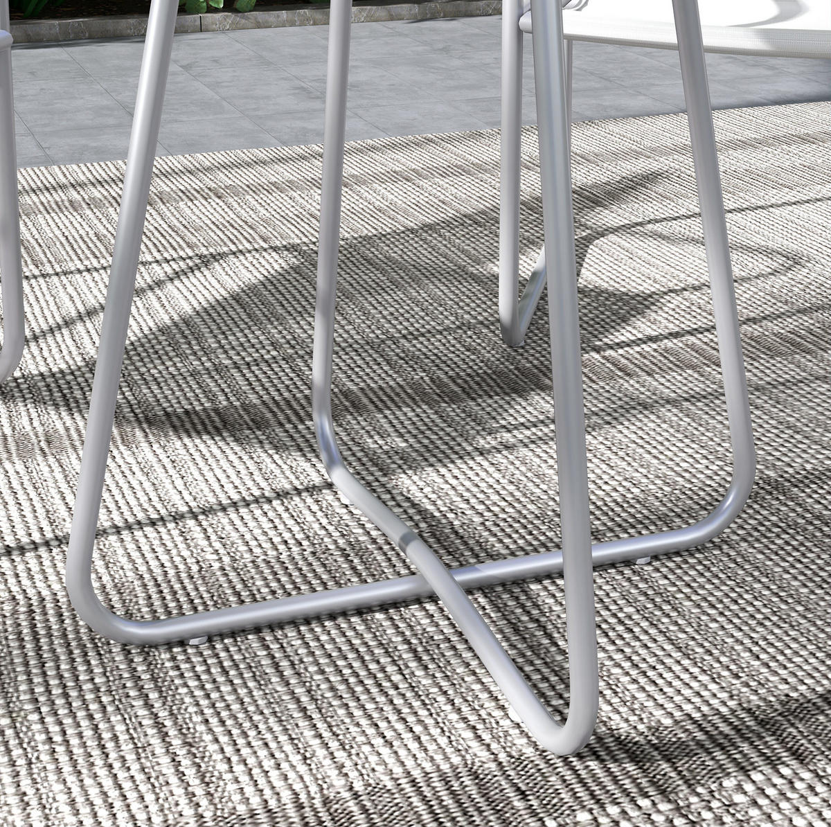 3-TEILIGES Gartenmöbel-Set aus Metall mit Netzstoff & Couchtisch - Grau, Metall - Modfu