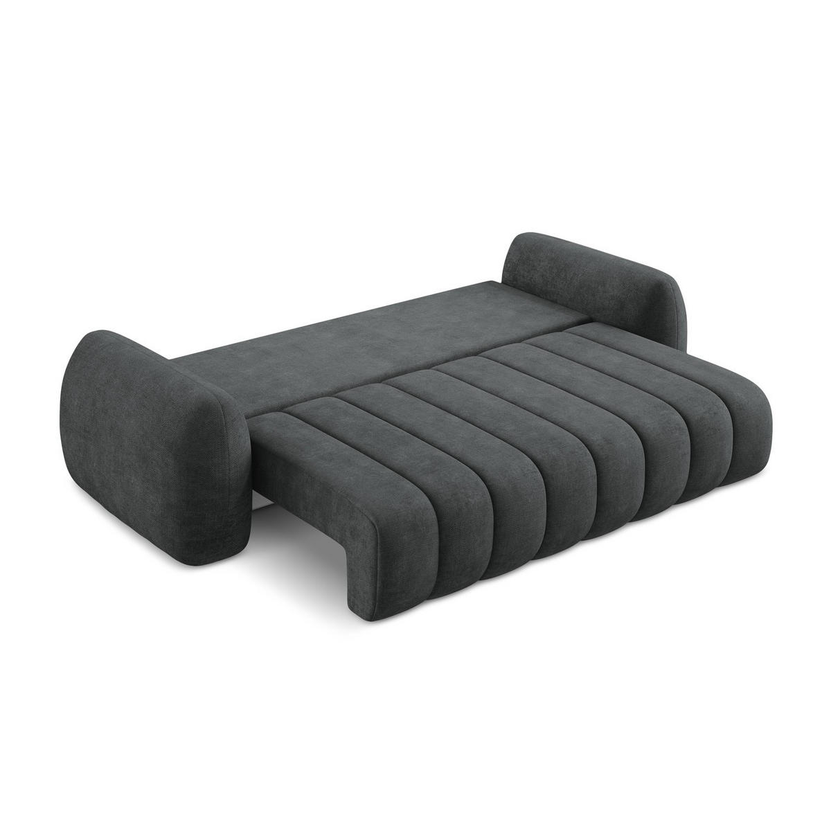 3-SITZER SOFA mit Schlaffunktion Chenille Stoff Grau - Dunkelgrau/Schwarz, Holzwerkstoff/Kunststoff (266/95/121cm) - LaMiaSofa