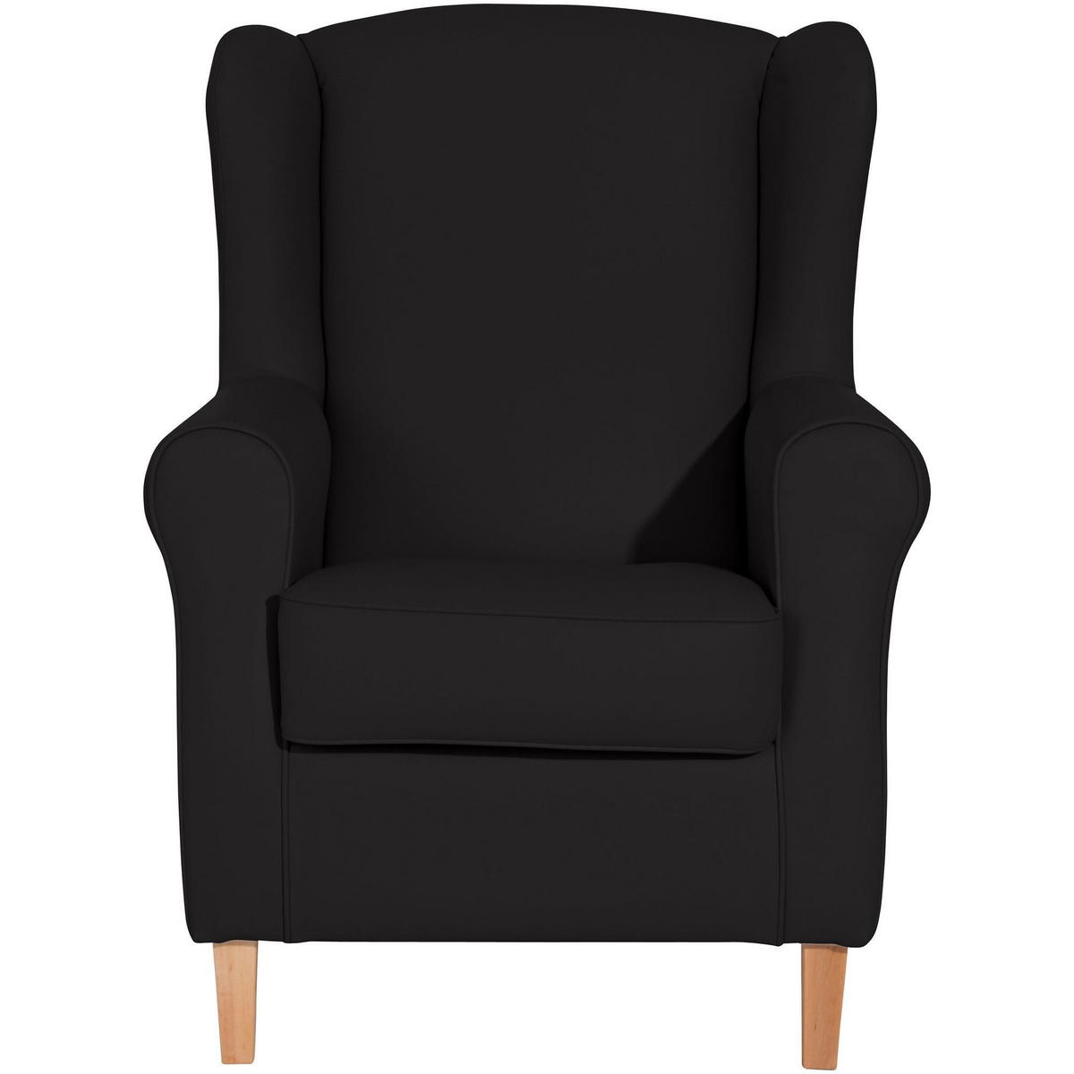 OHRENSESSEL Karlen Bezug Kunstleder Buche natur / schwarz - Buchefarben/Schwarz, Kunststoff (86/103/77cm) - 58aufmkessel