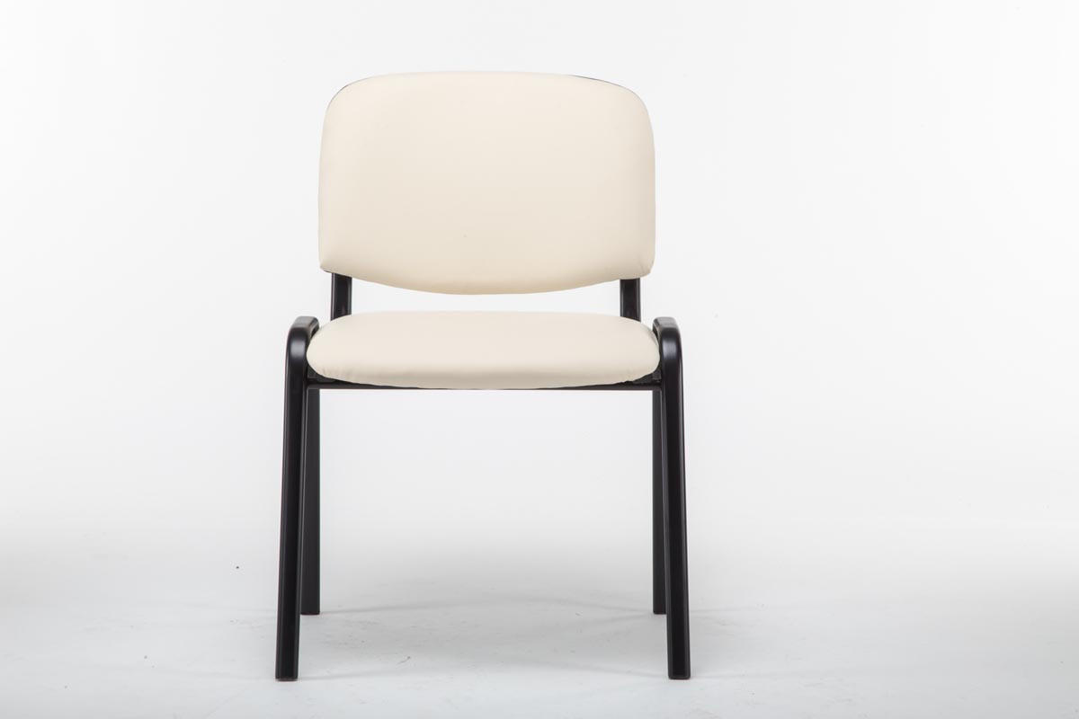 BESUCHERSTUHL Keen, Kunstleder mit Gestell Schwarz / Bezug Creme - Schwarz/Naturfarben, Textil/Metall (54/79/48cm) - TPFLiving