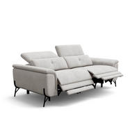 SOFA RELAX AVENA 3-Sitzer, beiger Veloursstoff - Beige/Schwarz, Holz/Textil (204/80/108cm) - Wozimo