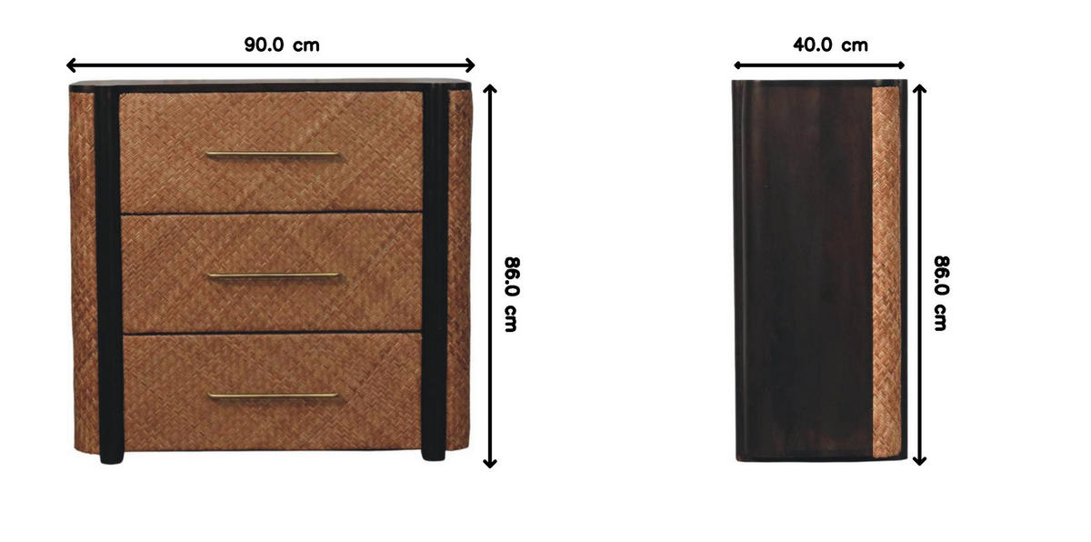 KOMMODE mit Mokka-Finish, 3 Schubladen, dunkelbraun - Dunkelbraun, Holz (90/86/40cm) - Artisan Furniture