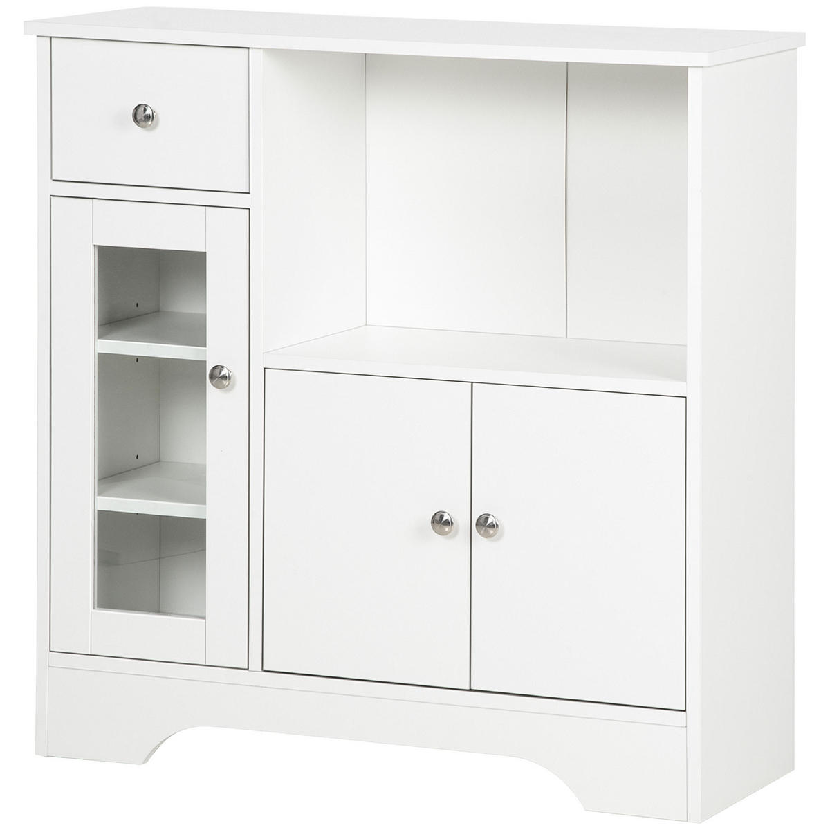 SIDEBOARD DE-11055 Glasfront, Schublade & verstellbare Böden Weiß - Weiß, Holzwerkstoff (80/82/30cm) - ComfortXL