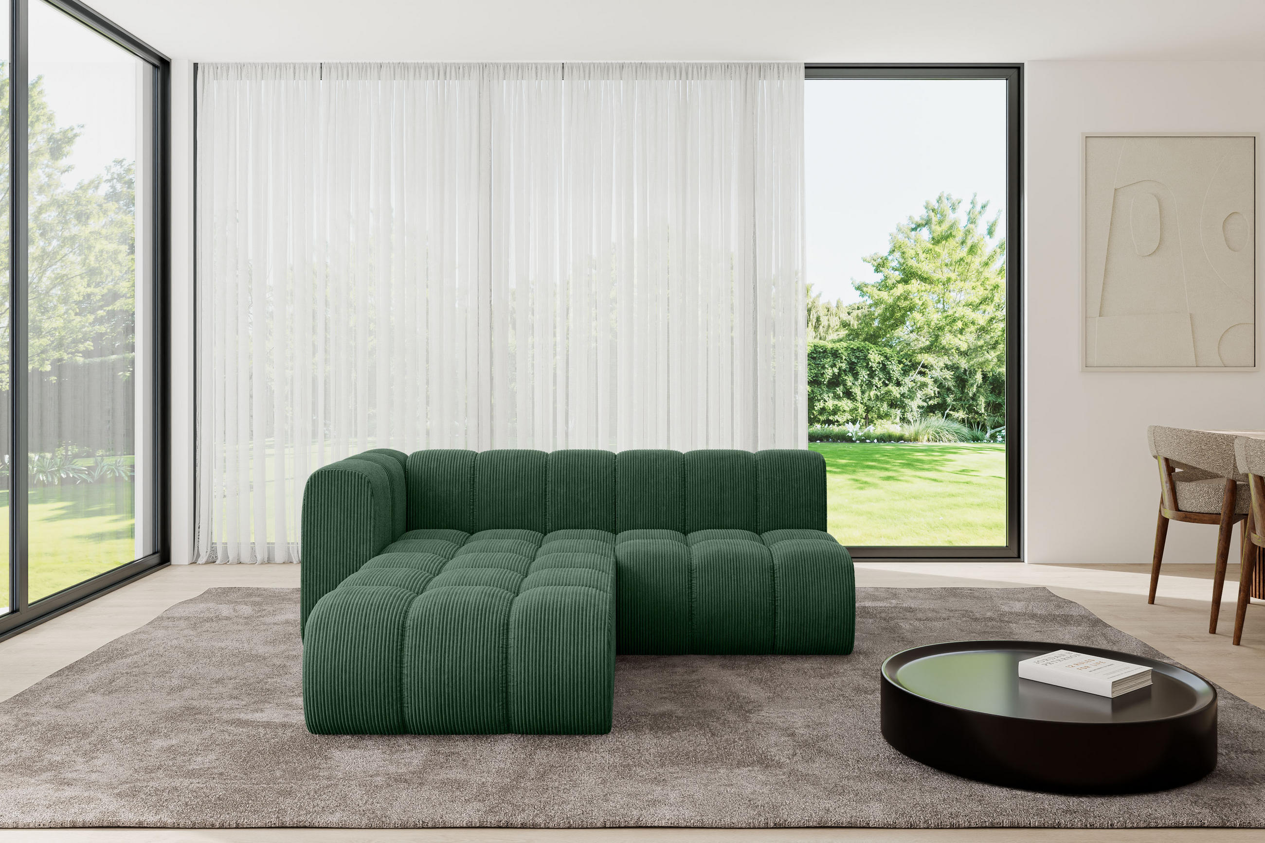 ECKSOFA modulares Sofa Darnel-L1 - 205x177x70 cm Grün - Grün, Holzwerkstoff/Textil (205/177cm) - ALTDECOR