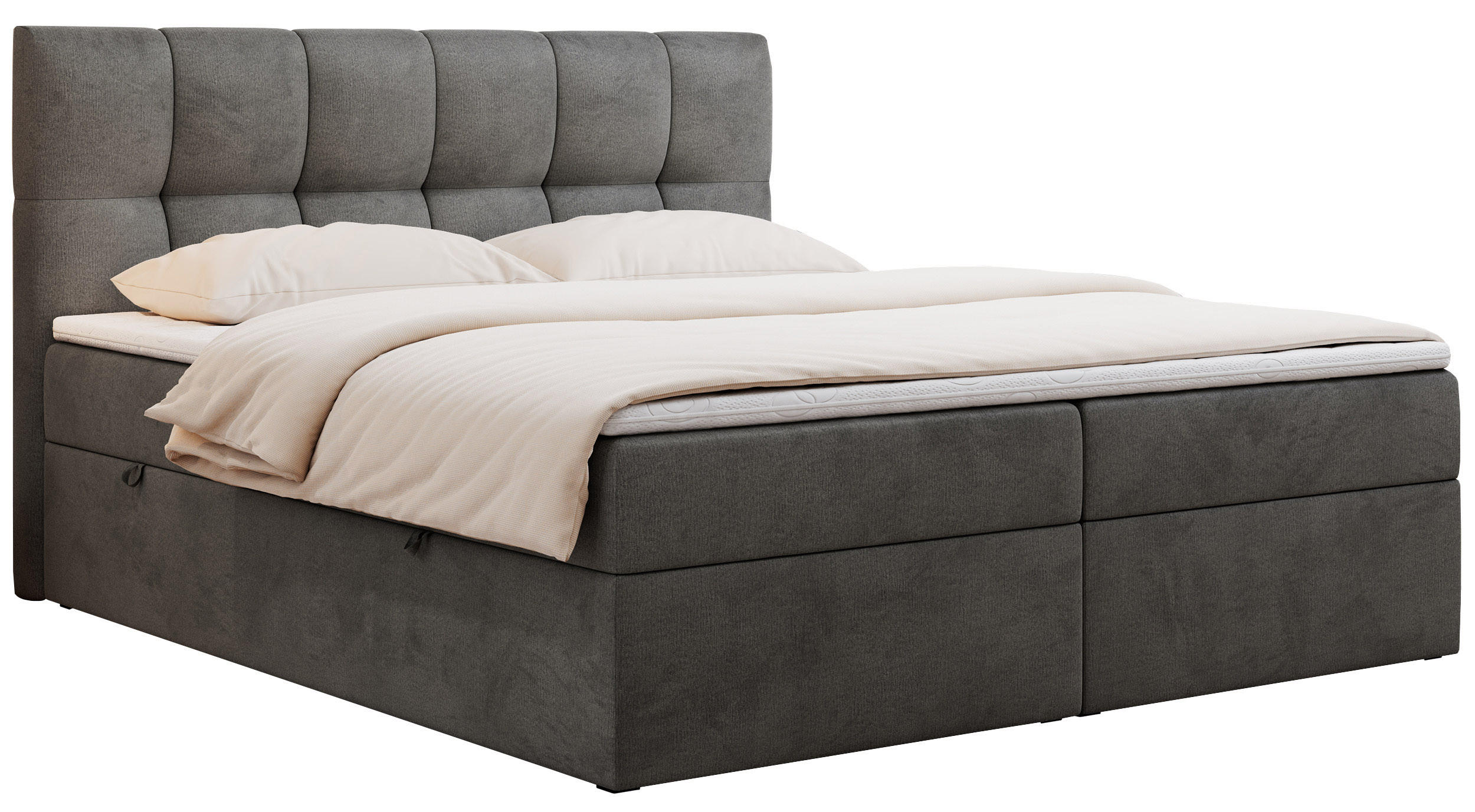 BOXBETT RICO 120/200 Dunkelgrau Velvet - H3 - Dunkelgrau, Holz/Textil (120/200cm) - MKS
