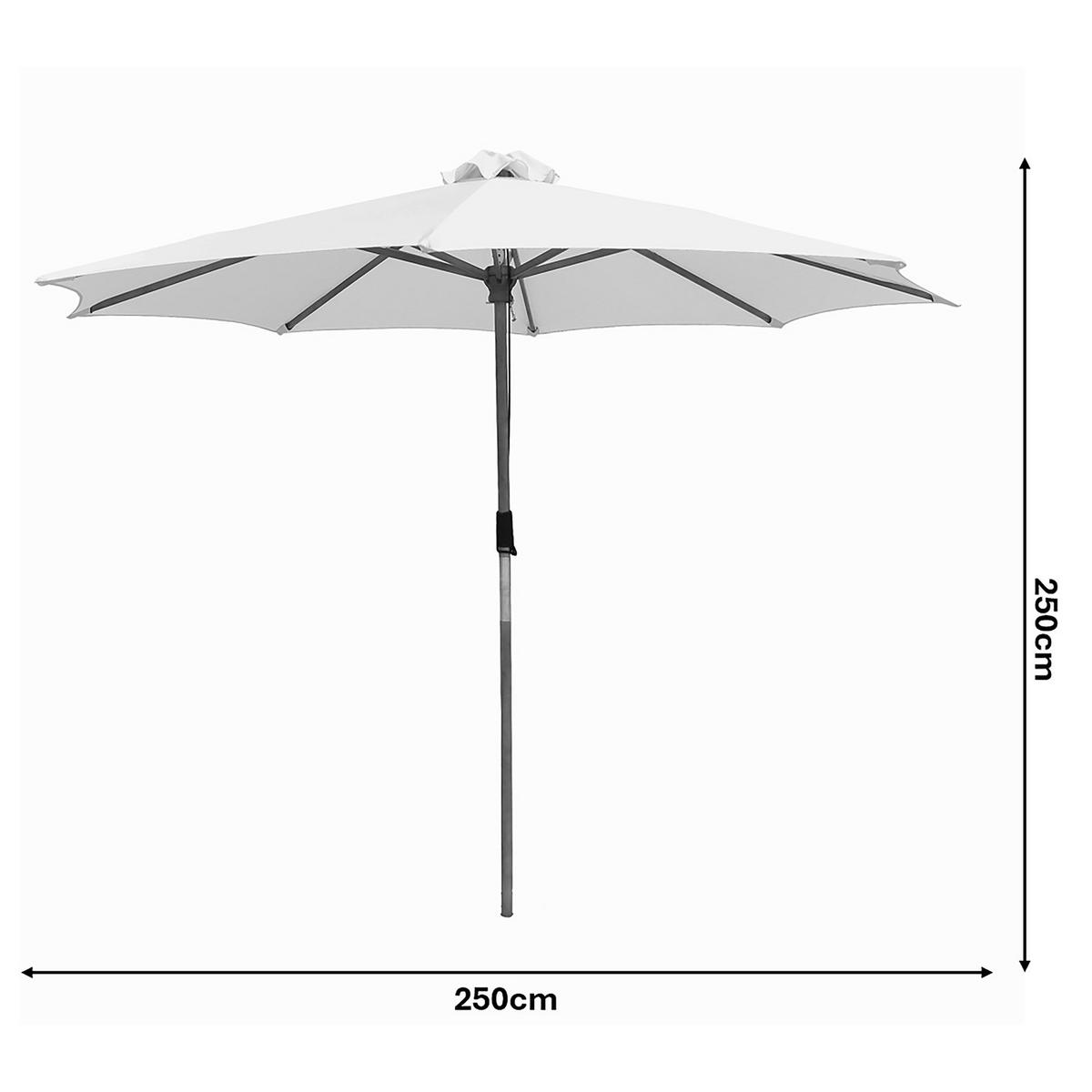 SONNENSCHIRM - Eukalyptus massiv / Polyester - Beige, Holz/Textil (250/250cm) - home24