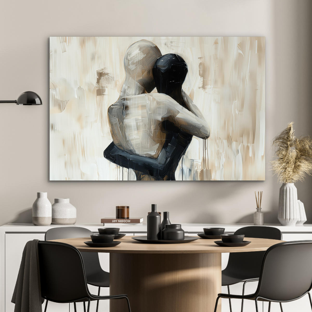 METALLBILD Abstrakt - Liebe - Schwarz und weiß - Modern 120x80 cm - Schwarz, Metall (120/80cm) - MuchoWow