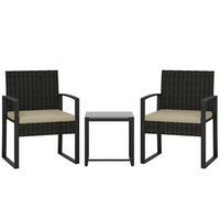 GARTENSITZGRUPPE 2er-Set DE-13702 mit Glastisch Braun - Braun, Metall - ComfortXL