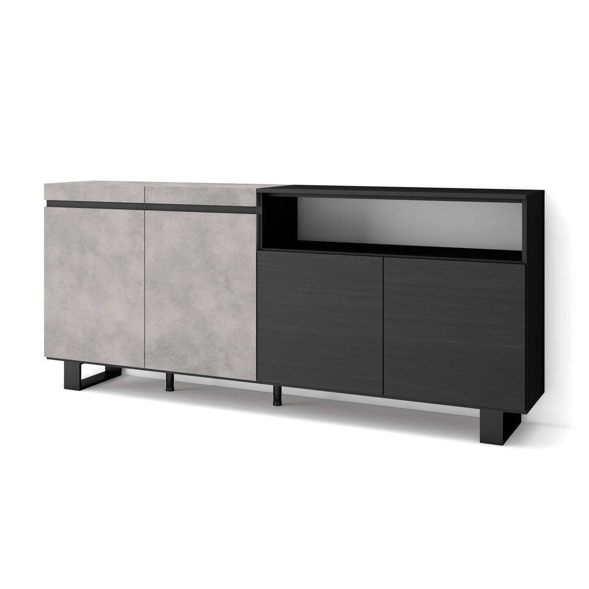 SIDEBOARD zementgrau, 200/35/87cm - Grau, Holzwerkstoff (200/87/35cm) - Skraut Home