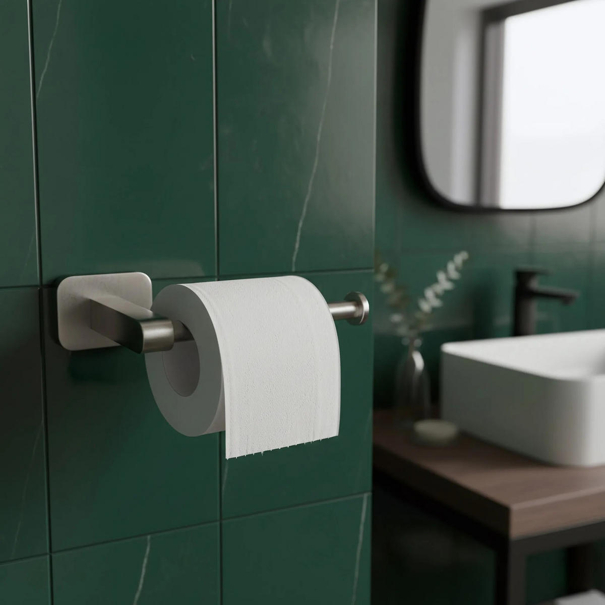 HALTER Für Toilettenpapier Rea 5909 Nico Brush Nickel - Nickelfarben, Metall (7/4/18cm) - REA