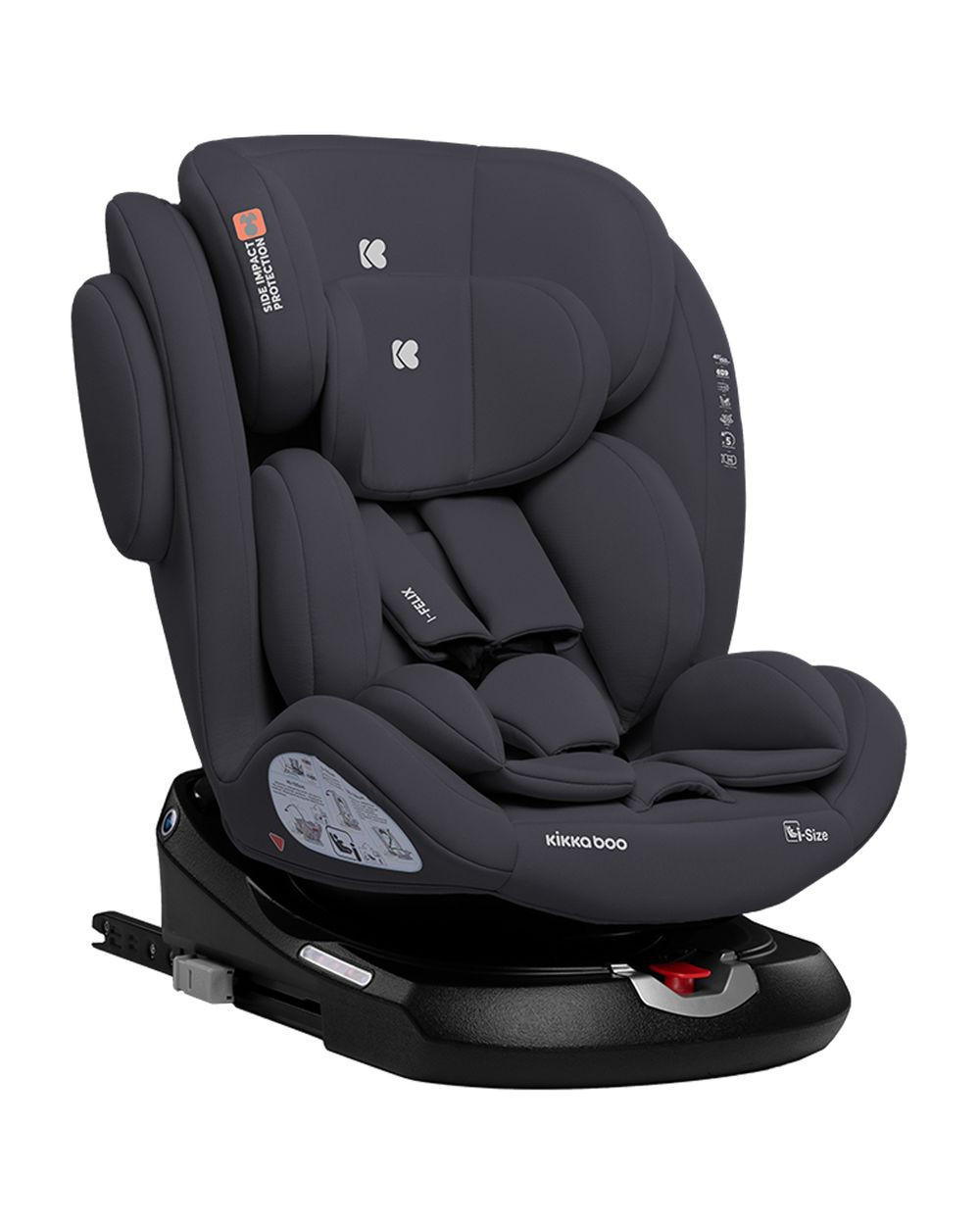 KINDERSITZ i-Felix i-Size grau (40-150cm) Isofix Top Tether 360 Grad Drehung - Grau, Kunststoff (48/59/48cm) - Kikka boo