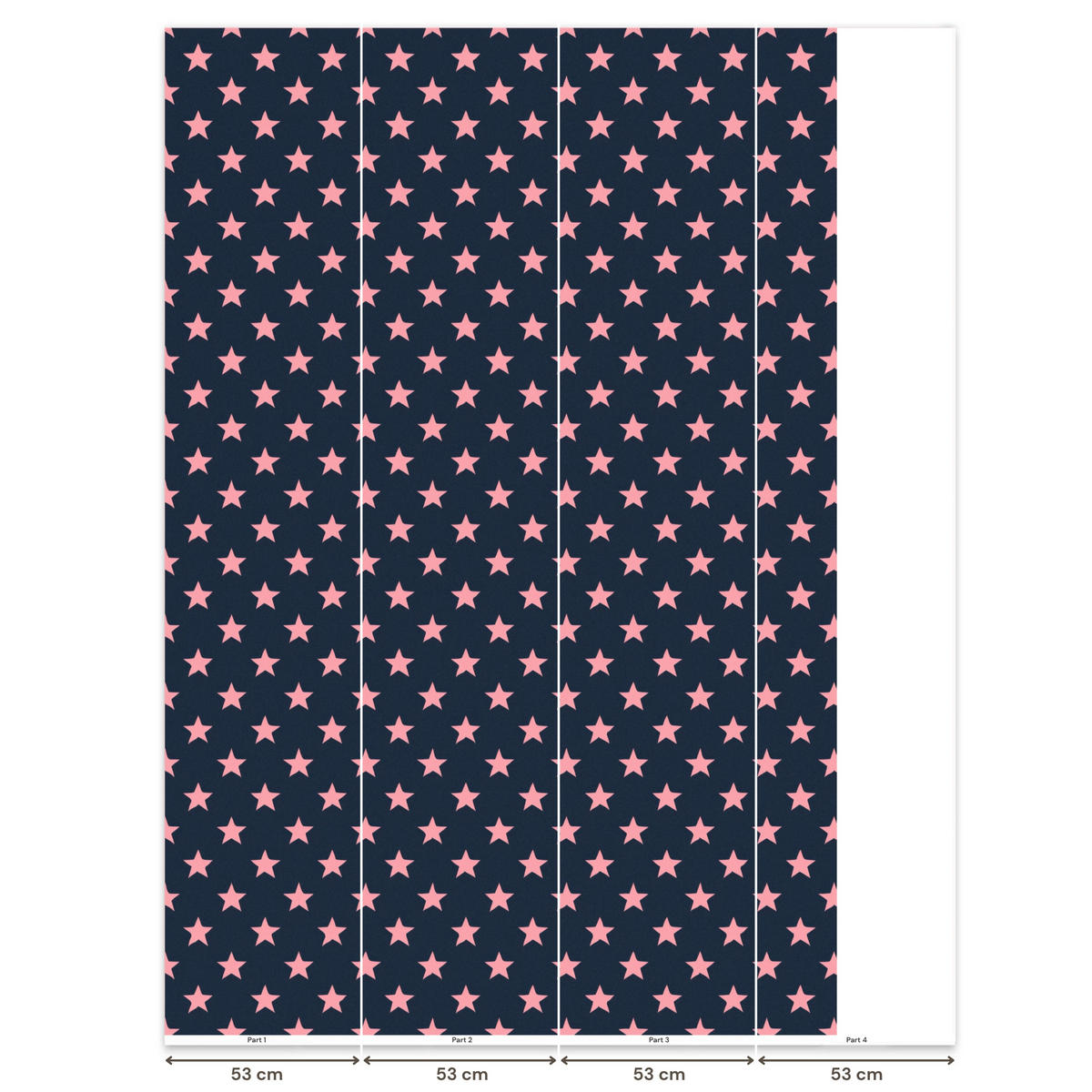 KINDERTAPETE - Muster - Sterne - Rosa - 180x280 cm - Anthrazit, Papier (180/280cm) - OnlyWow