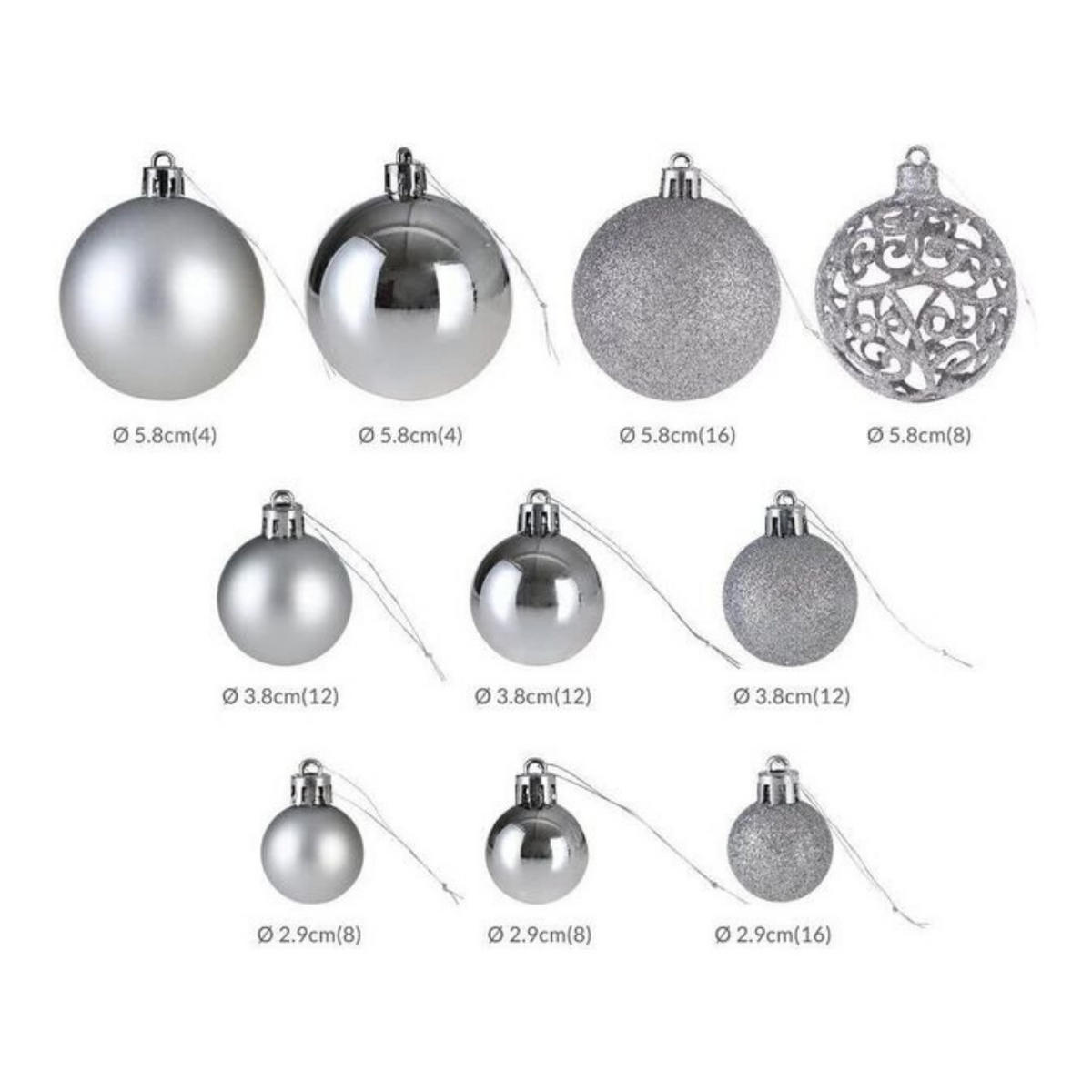 WEIHNACHTSKUGELN 100-tlg Silber - Silberfarben, Kunststoff (30/18/30cm) - JUNG