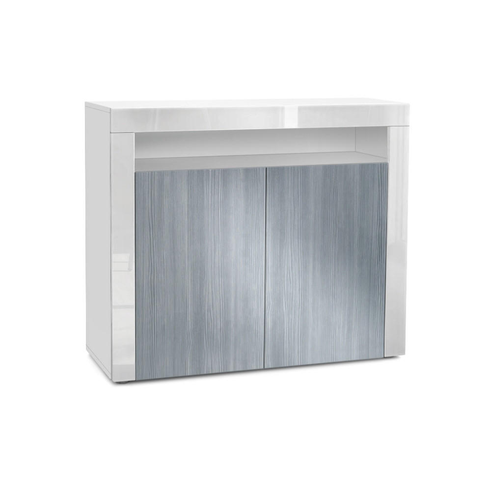 KOMMODE Valencia Avola-Anthrazit / Weiß Hochglanz - Anthrazit, Holzwerkstoff (108/92/40cm) - Vladon