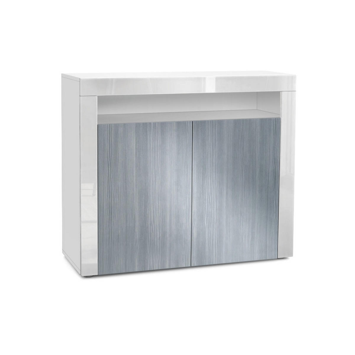 KOMMODE Valencia Avola-Anthrazit / Weiß Hochglanz - Anthrazit, Holzwerkstoff (108/92/40cm) - Vladon