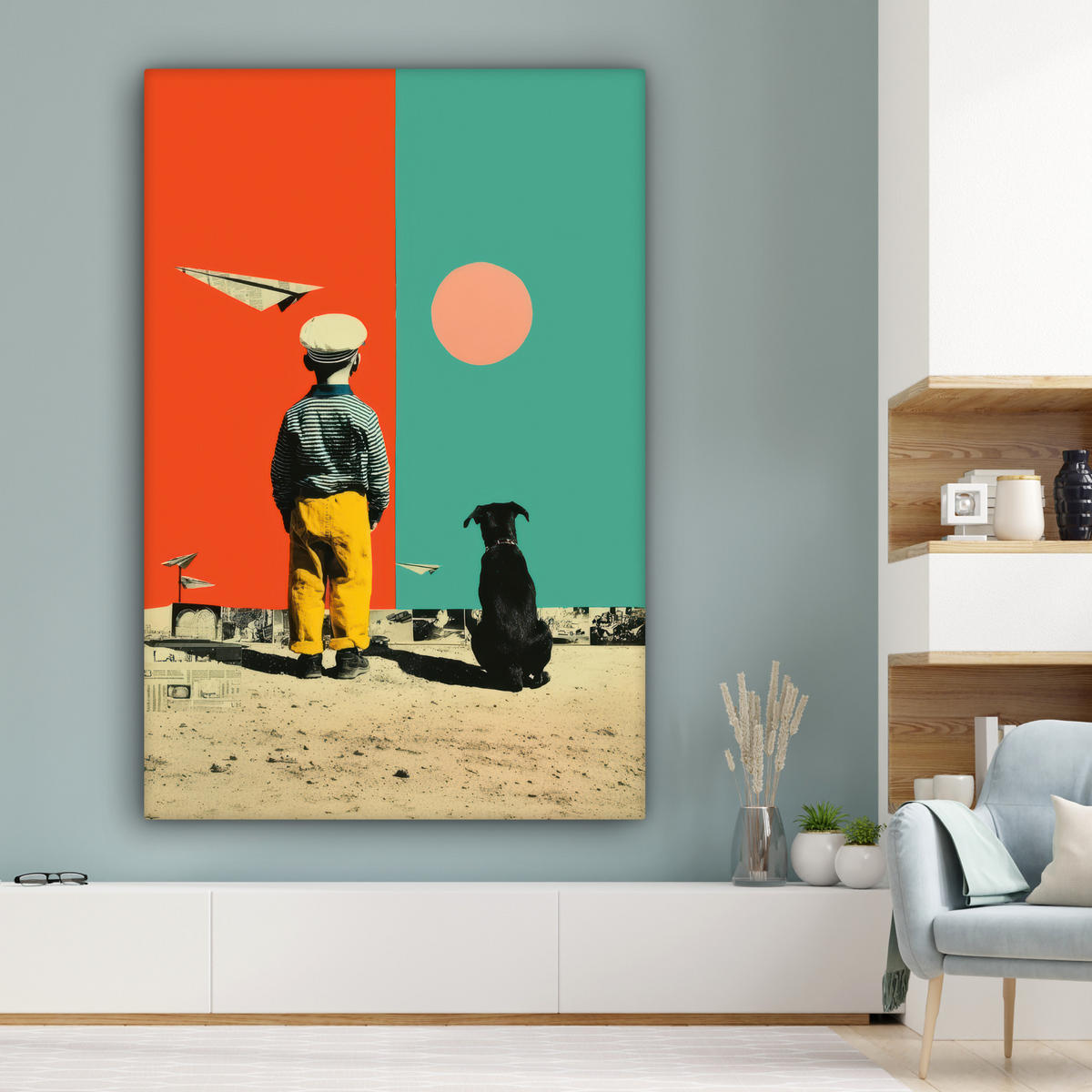 SLIKA NA PLATNU Mladenič pop-art 90x140 cm - oranžna, tekstil (90/140cm) - MuchoWow