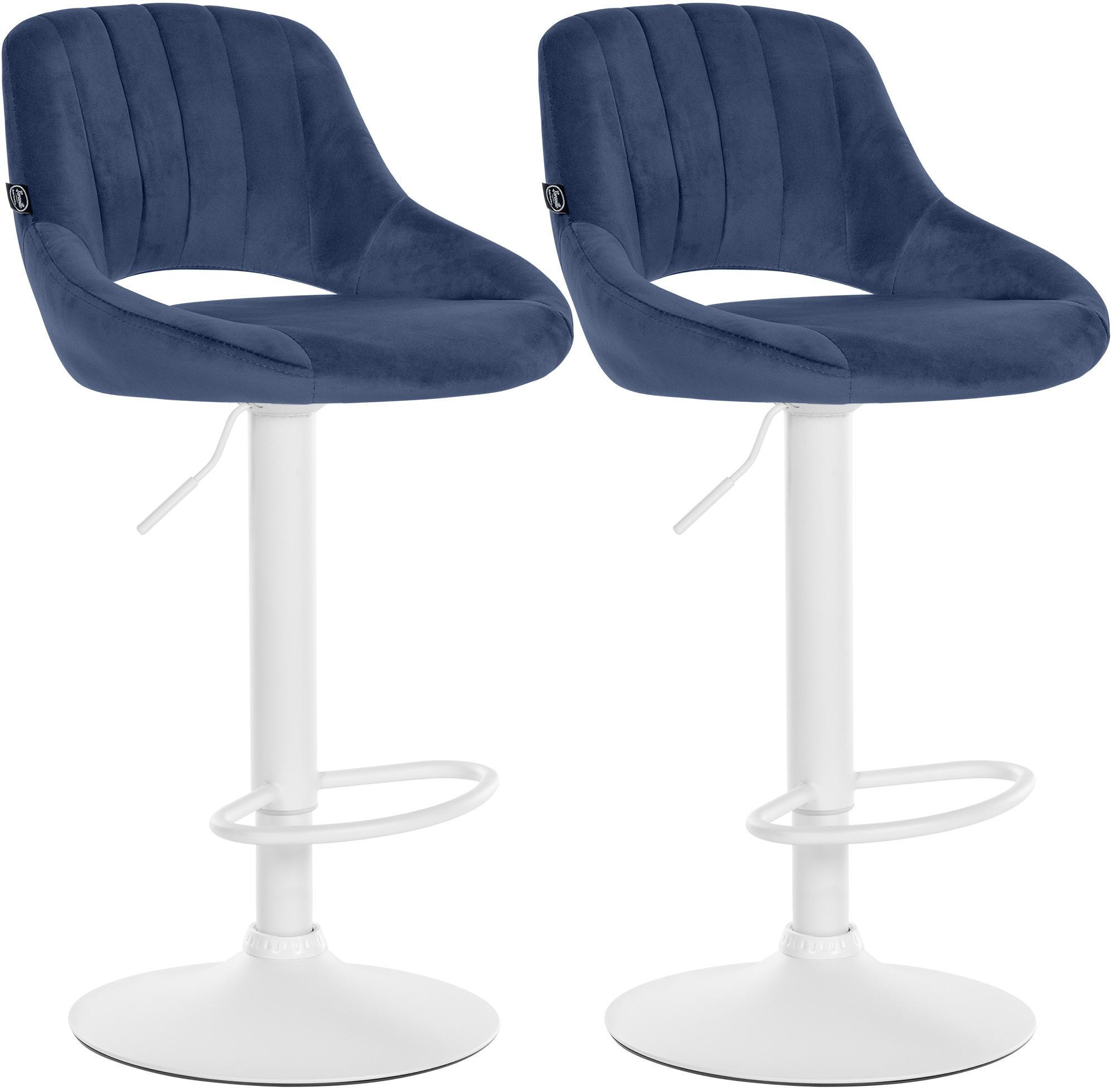 BARHOCKER 2 Samt Blau - Blau/Weiß, Textil (47/85/48cm) - CLP