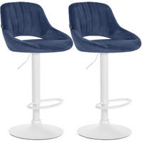 BARHOCKER 2 Samt Blau - Blau/Weiß, Textil (47/85/48cm) - CLP