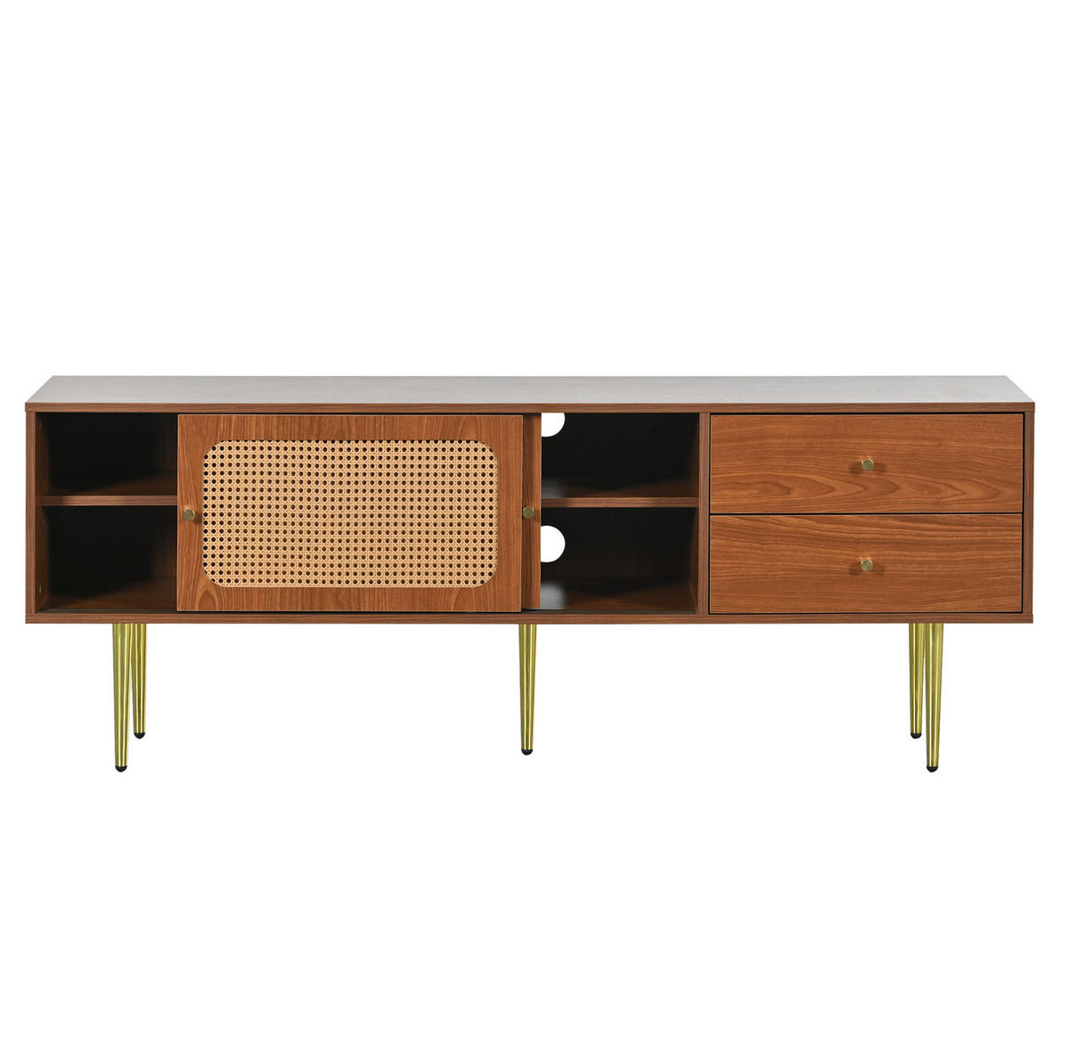 TV-SCHRANK mit Schiebetüren 160 x 40 x 60 cm MDF Walnut - Braun, Holzwerkstoff (40/60/160cm) - Beauniv