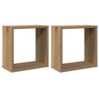 WÜRFEL-WANDREGALE 2Er Set Artisan-Eiche 30/15/30 Holzwerkstoff - Braun, Holzwerkstoff (15/30/30cm) - vidaXL