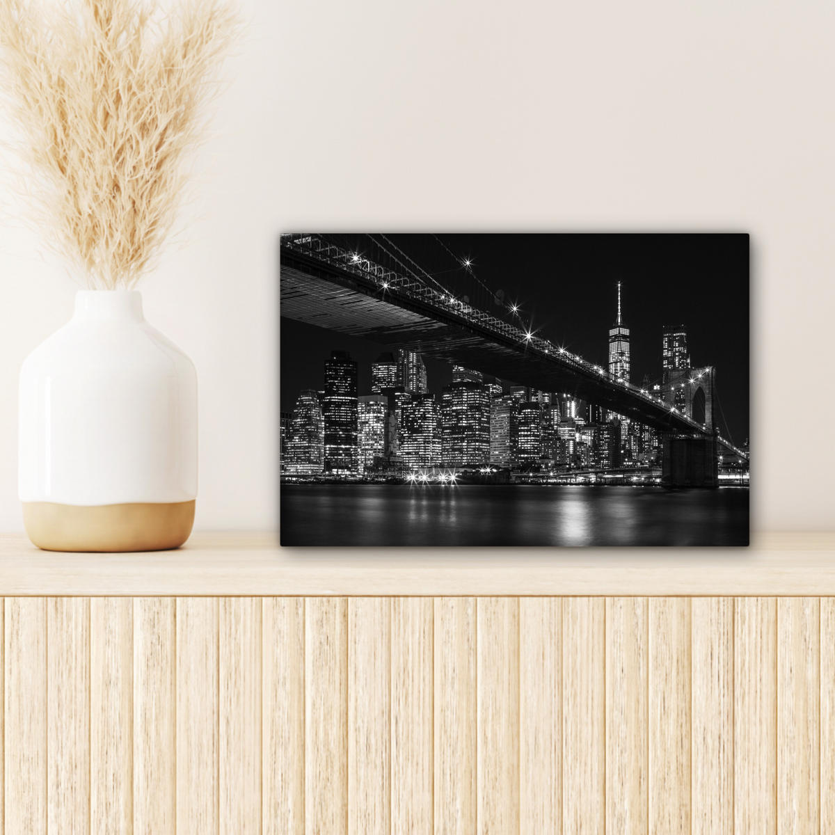 LEINWANDBILD New York - Brooklyn - Brücke 30x20 cm - Schwarz, Textil (30/20cm) - MuchoWow
