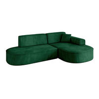 ECKSOFA Ottomane Rechts MARI-L1 - 243x171x79 cm Dunkelgrün Velours - Dunkelgrün/Schwarz, Holzwerkstoff/Kunststoff (171/243cm) - ALTDECOR