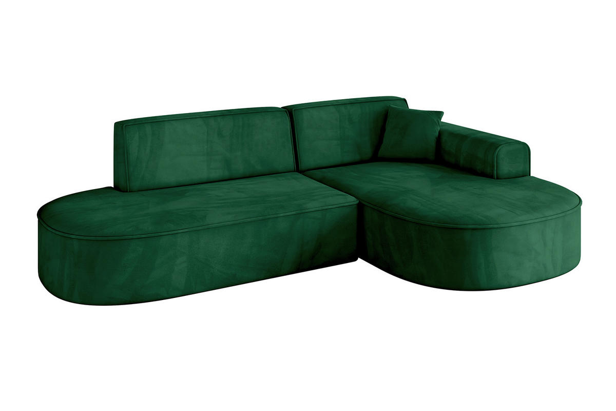 ECKSOFA Ottomane Rechts MARI-L1 - 243x171x79 cm Dunkelgrün Velours - Dunkelgrün/Schwarz, Holzwerkstoff/Kunststoff (171/243cm) - ALTDECOR