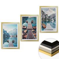 WANDBILDER 3er Set - 40x60 cm Goldrahmen - Seebrücken, Boote, Frieden - Goldfarben, Kunststoff (40/60cm) - ArtPrintCave