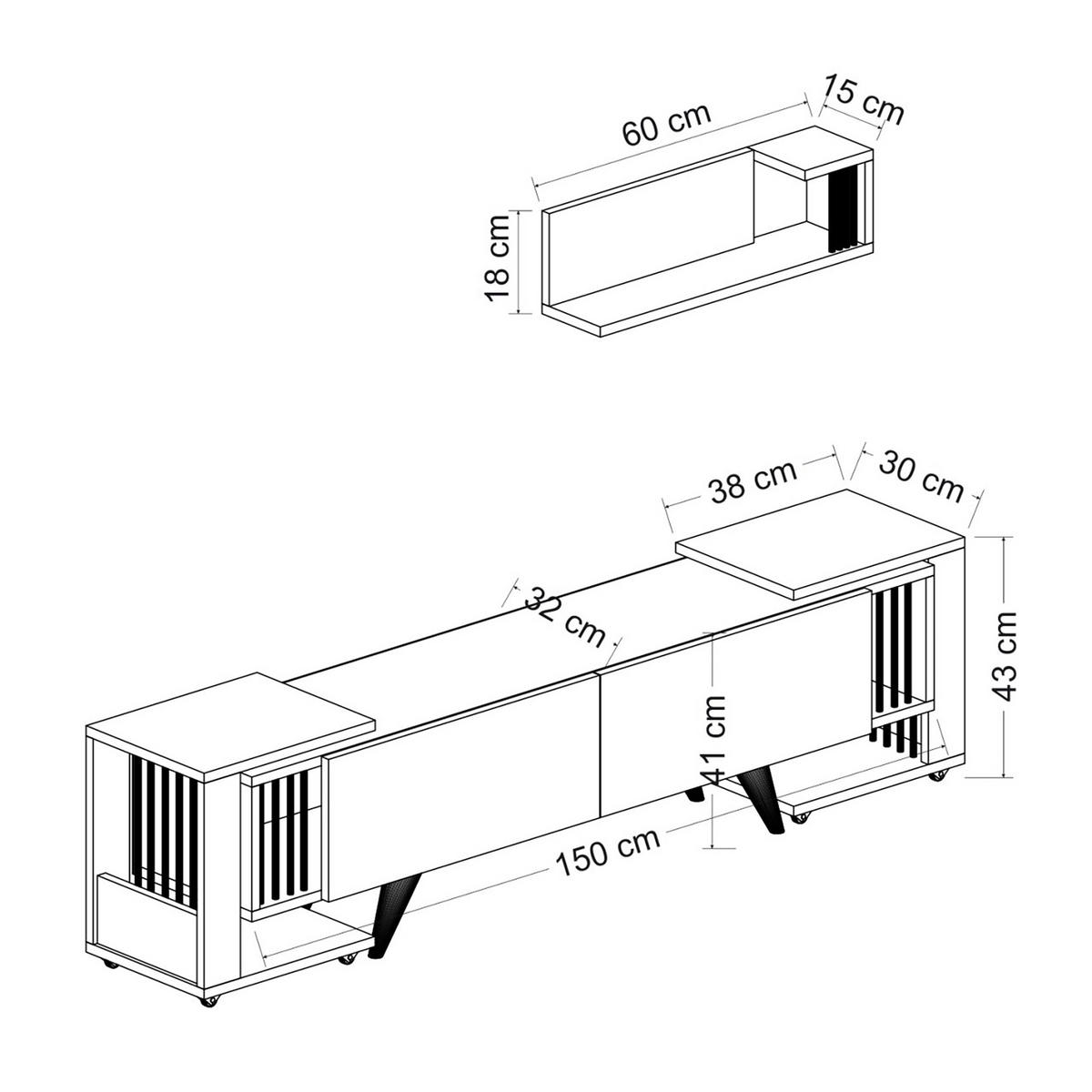 LOWBOARD Glostrup - Weiß, Holzwerkstoff/Kunststoff (60/18/15cm) - [en.casa]