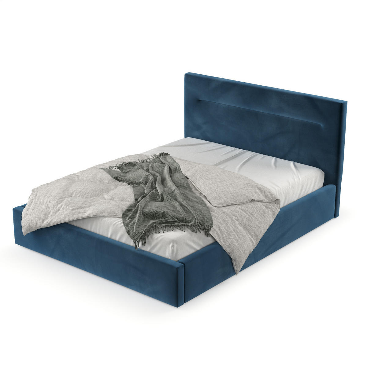 POLSTERBETT Liline 140/200 cm Dunkelblau im Kronos Stoff - Schwarz/Naturfarben, Holz/Holzwerkstoff (140/200cm) - AltaBeds
