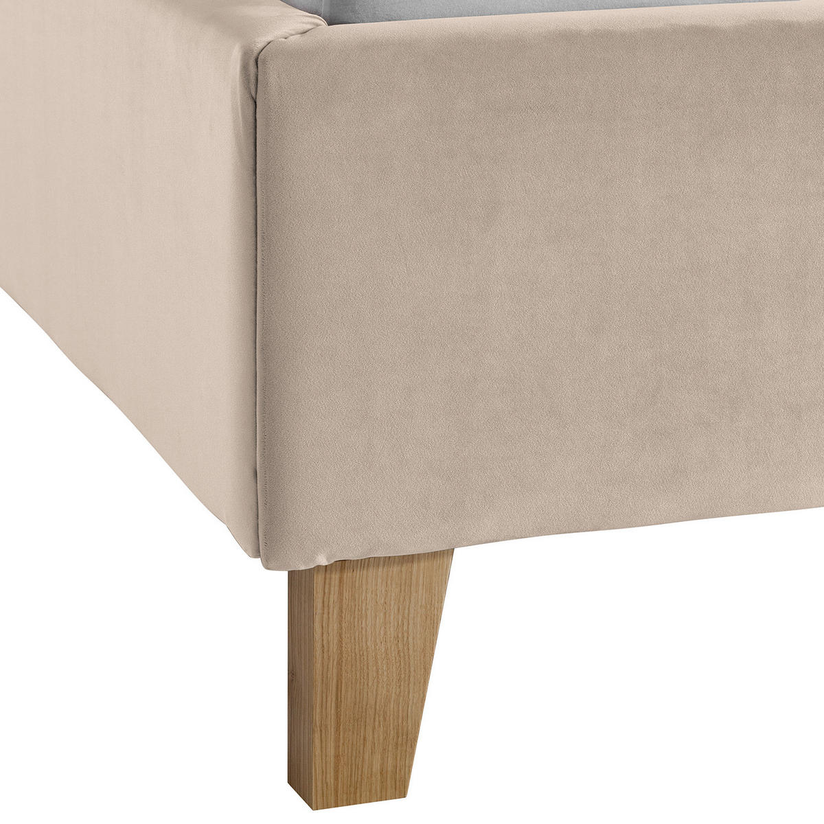 POLSTERBETT - Samt - Beige, Textil (200/200cm) - home24