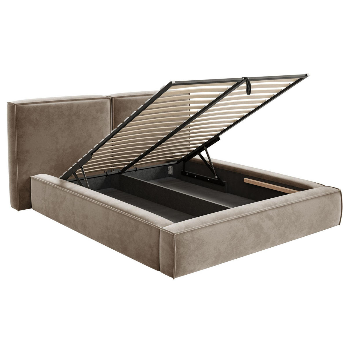 POLSTERBETT Tilves Hellbraun 200x200 cm - Hellbraun/Schwarz, Kunststoff/Textil (200/200cm) - Selsey