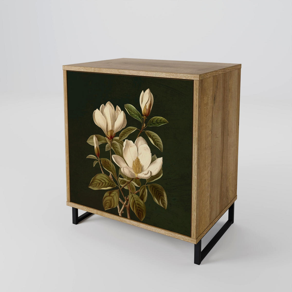 SIDEBOARD FLORAL NOIR, Eichefarben, 57,5x42x57,5 cm, Ohne Füße - Eichefarben/Multicolor, Holzwerkstoff (57.5/57.5/42cm) - SpaceRebels