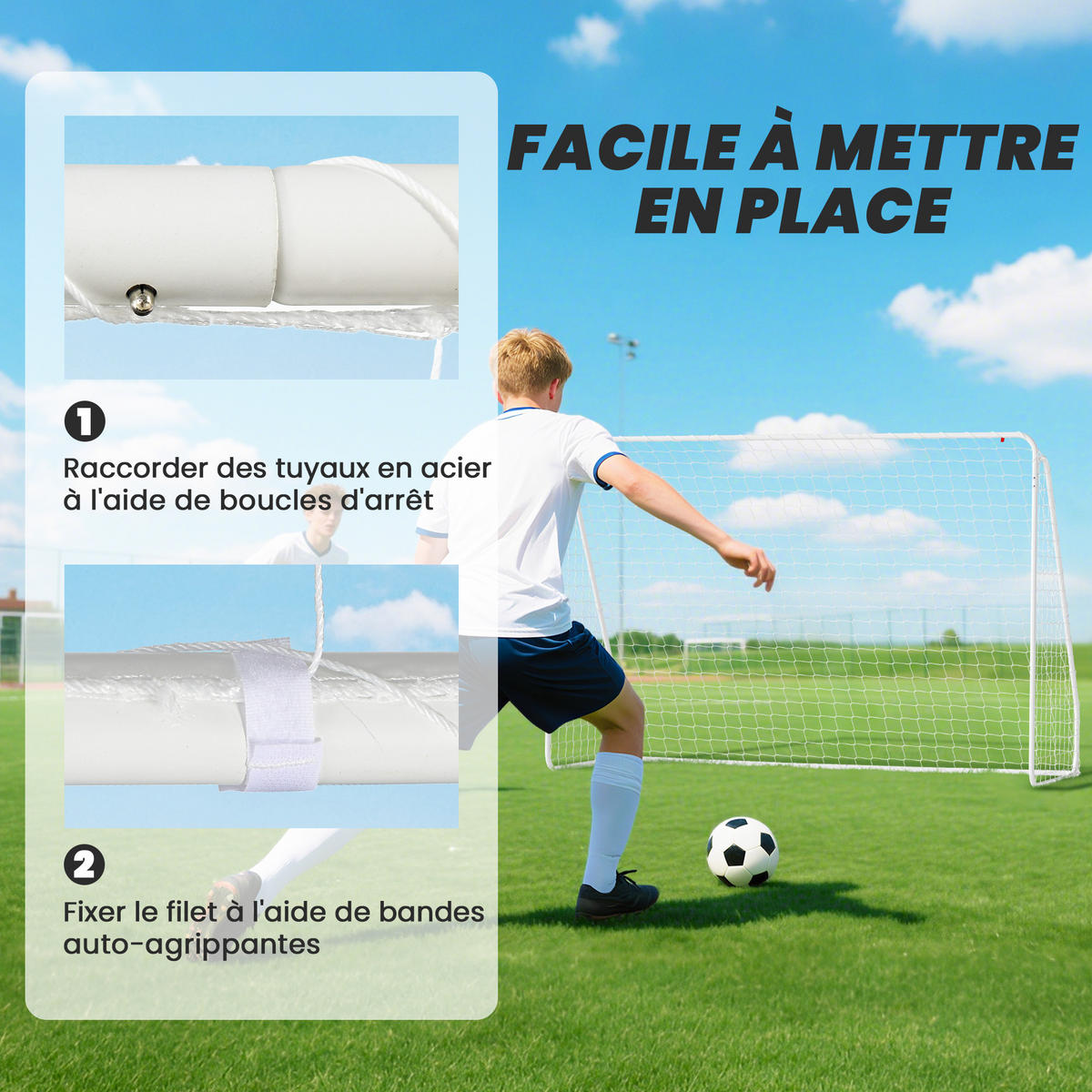 FUSSBALLTOR DE-18607 Trainings- & Spieltor 301x200 cm Weiß - Weiß, Metall (120/301cm) - ComfortXL