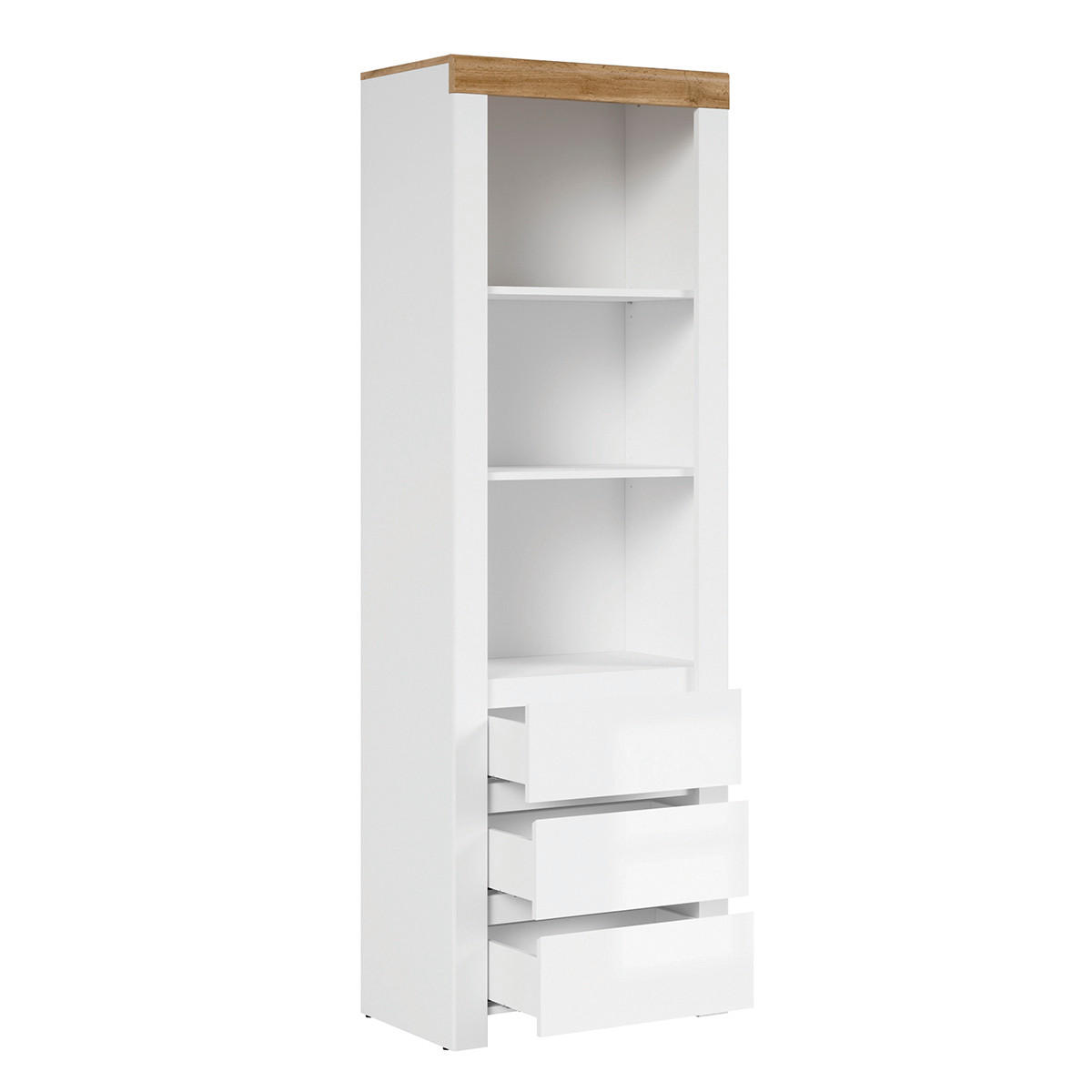 BÜCHERREGAL Hella Weiß und Holz - Weiß, Holzwerkstoff (68/203/42cm) - Petits-meubles