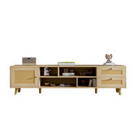 TV-LOWBOARD in Eiche-Optik mit Rattanfront 160/39/40.5 cm - Naturfarben, Holzwerkstoff (160/40.5/39cm) - Redom