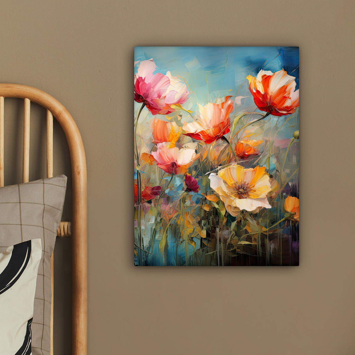 LEINWANDBILD Blumen - Aquarell - Kunst - Botanisch - Natur 30x40 cm - Orange, Textil (30/40cm) - MuchoWow