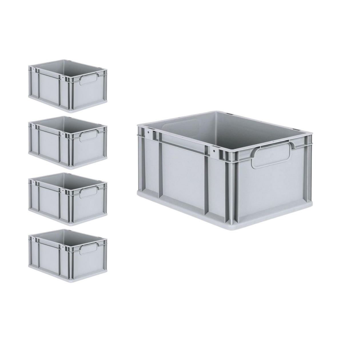 EUROBOX 5x Nextgen Economy Mit Auflagedeckel Grau/Rot Griffe Geschlossen 20 Liter - Rot, Kunststoff (30/22/40cm) - PROREGAL