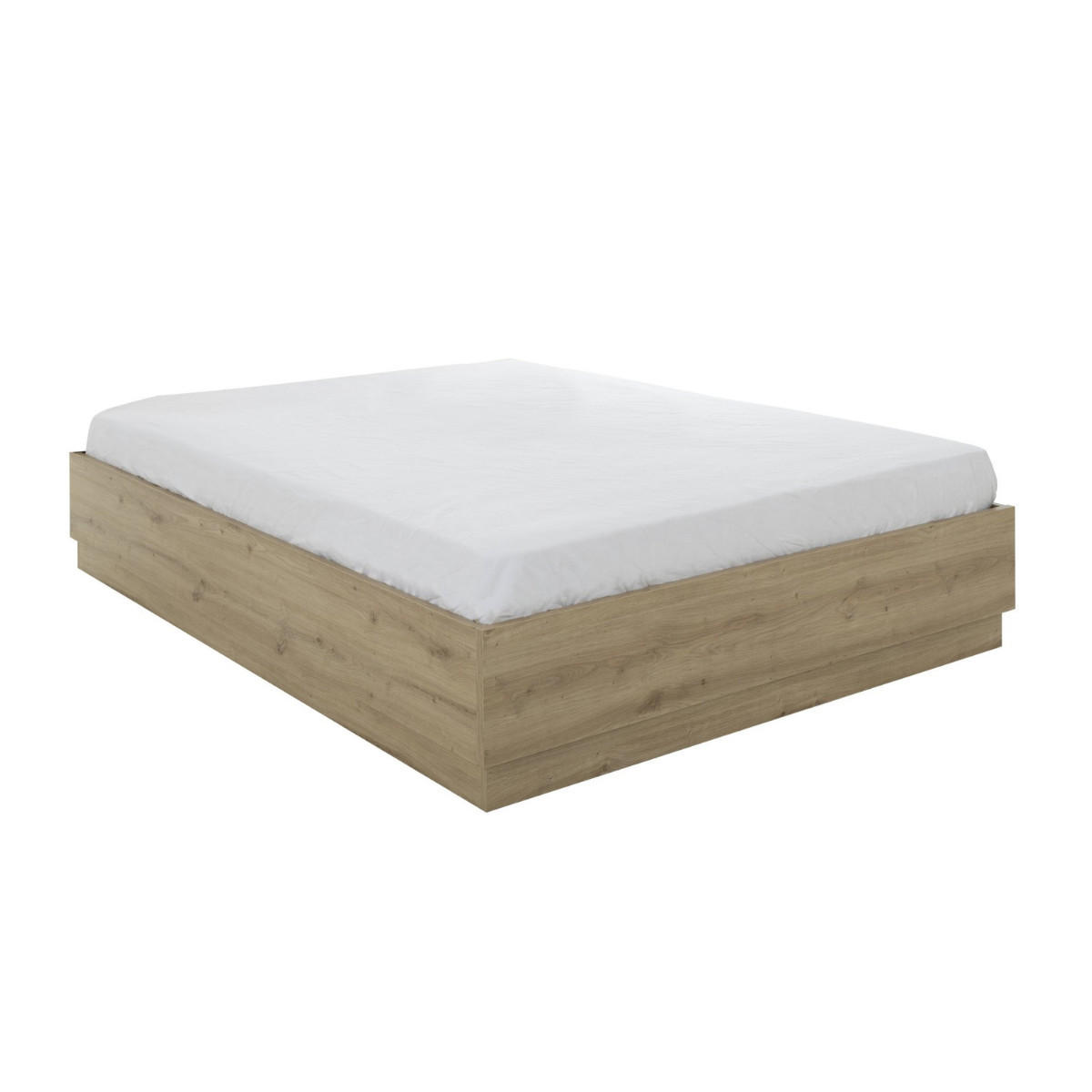 BETTKASTEN 160 x 200 cm Dekor Eiche TIDY 165/204/36 cm - Eschefarben, Holzwerkstoff (200/160cm) - Calicosy