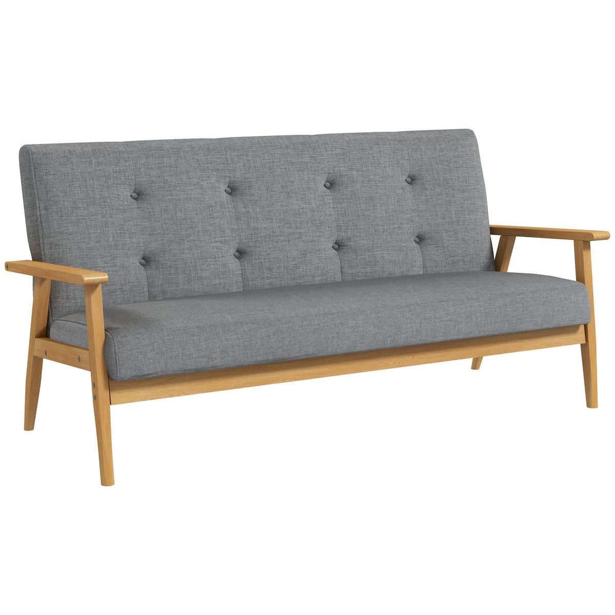 3-SITZER-SOFA Leinen Gummiholz Dunkelgrau - Dunkelgrau, Textil (69.5/73/154.5cm) - HOMCOM