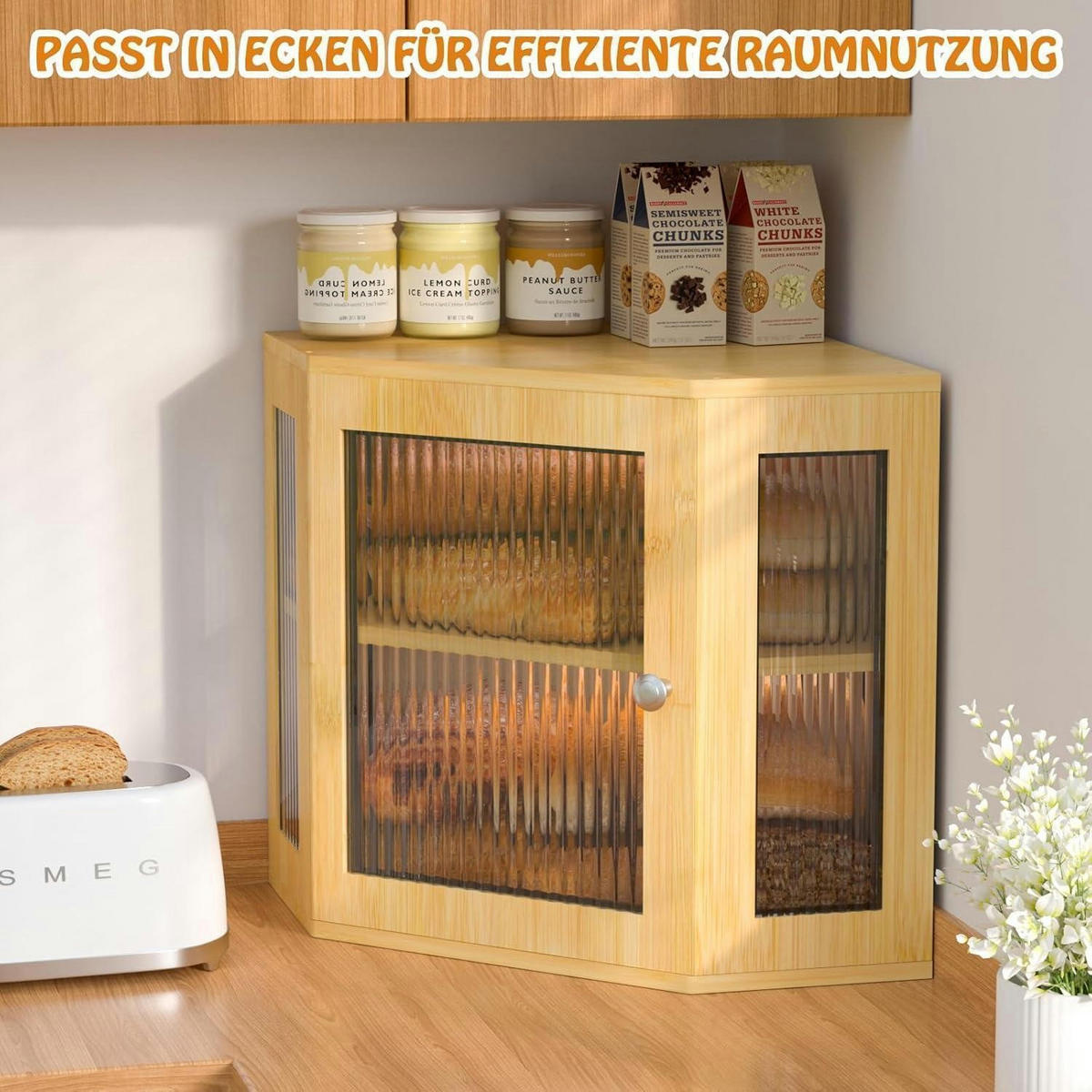 BROTKASTEN Ecke Bambus 32 x 32 x 35 cm - Hellbraun, Naturmaterialien (17.5/31/40cm)