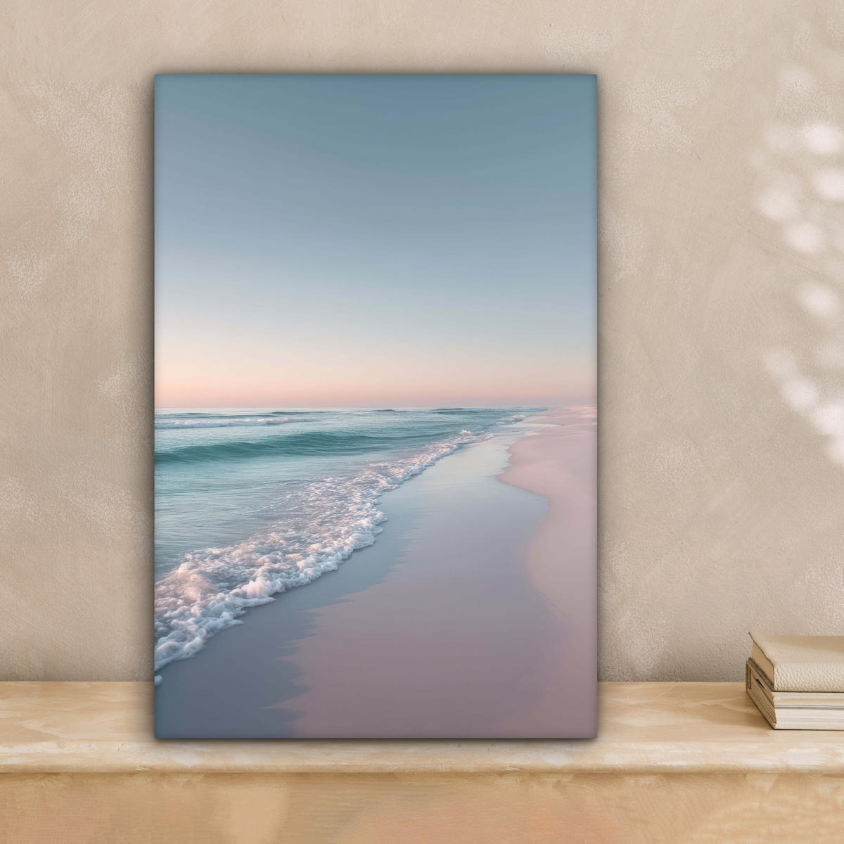 LEINWANDBILD Küstenlinie - Pastell - Wasser Deko Wohnzimmer 20x30 cm - Pastellblau, Textil (20/30cm) - MuchoWow
