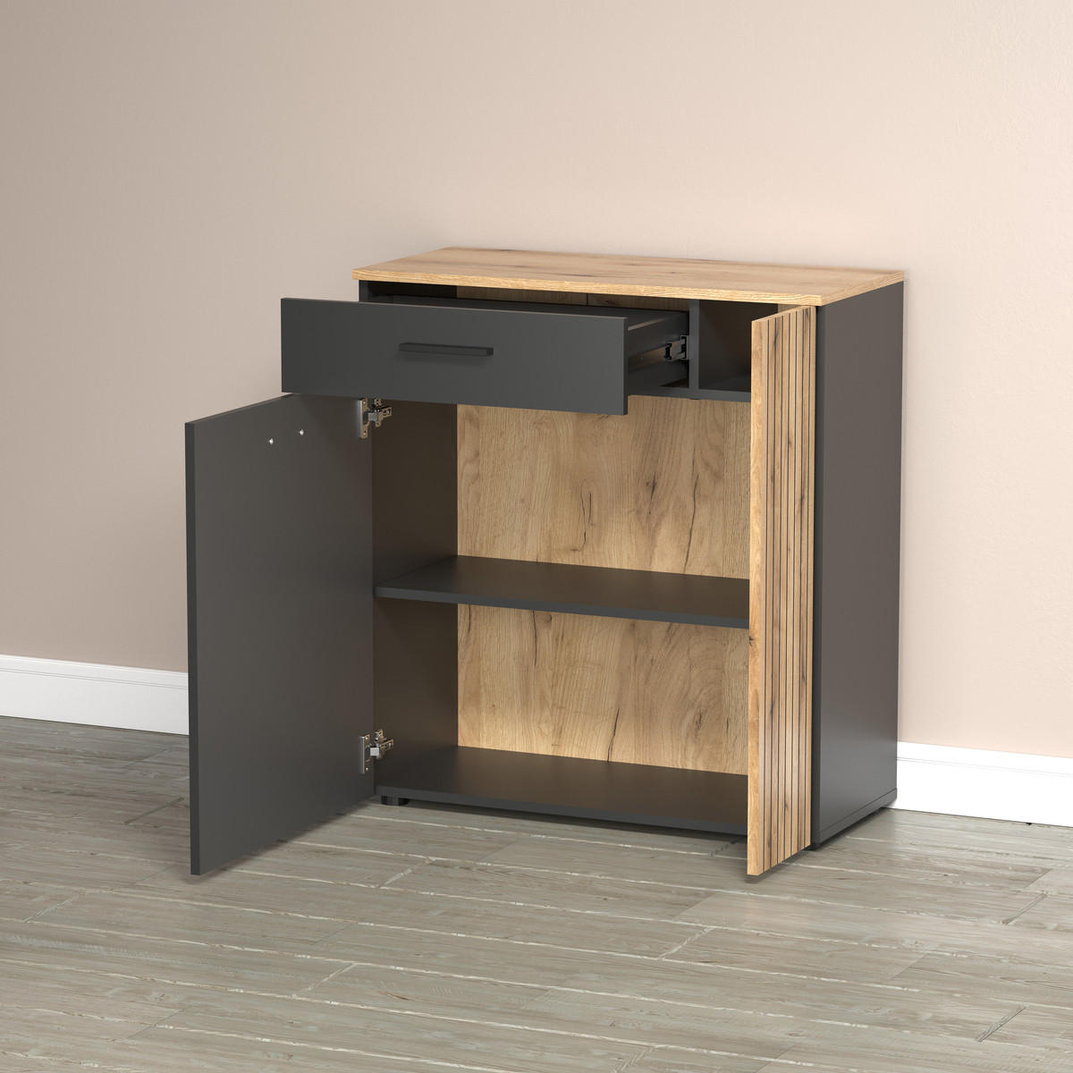 SCHUHSCHRANK Esteban Anthrazit - Anthrazit, Holzwerkstoff (80/88/36cm) - Trendteam