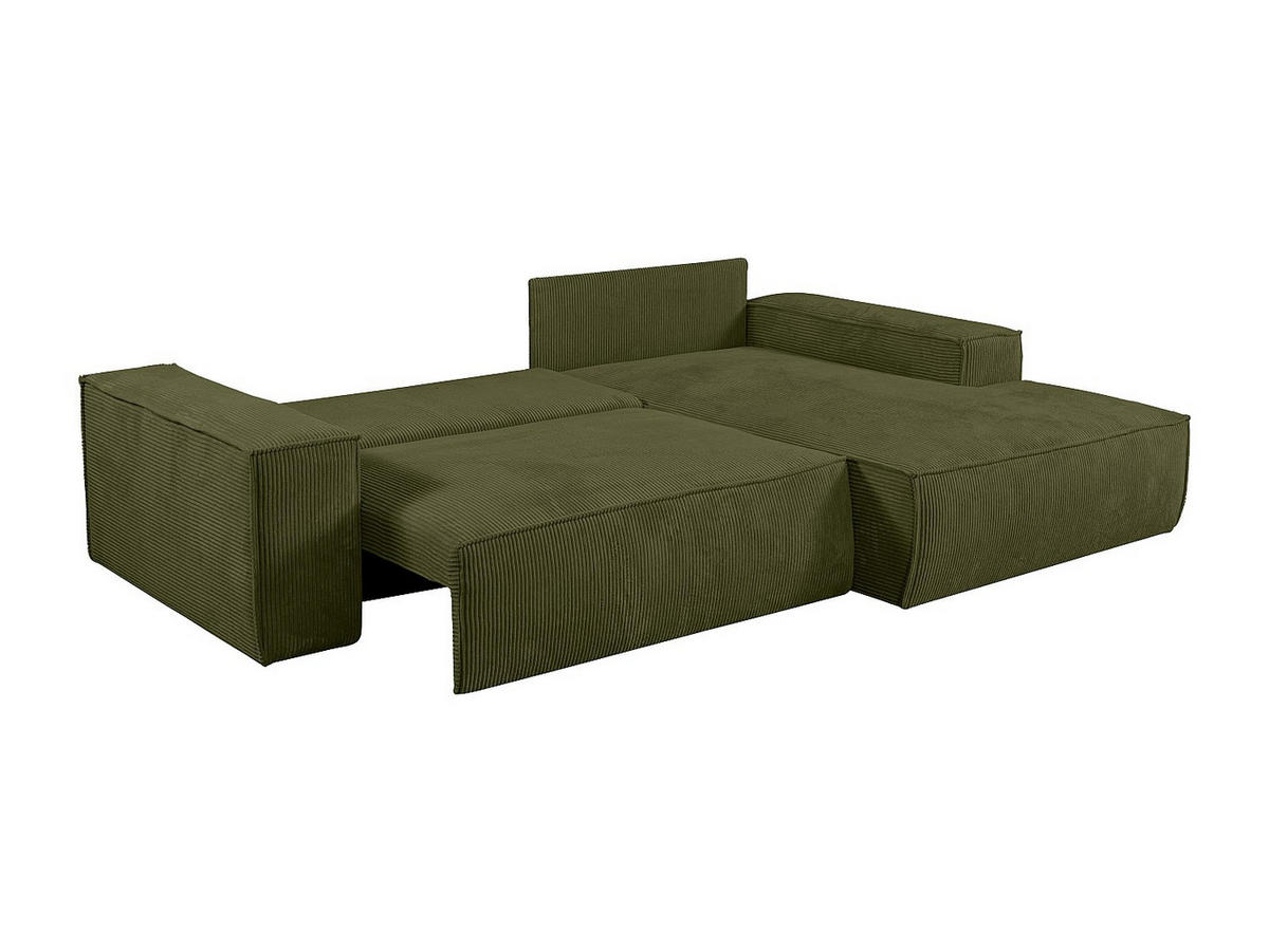ECKSOFA mit Schlaffunktion - Ecke rechts - Cord - Khaki - AMELIA - Olivgrün, Textil (267/167cm) - Vente-Unique