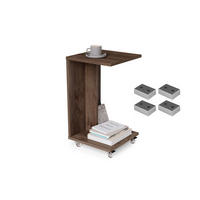 BEISTELLTISCH Rechteckig Eiche dunkel mit Ablage und Rollen - Braun, Holzwerkstoff (40/40/66cm) - designimpex