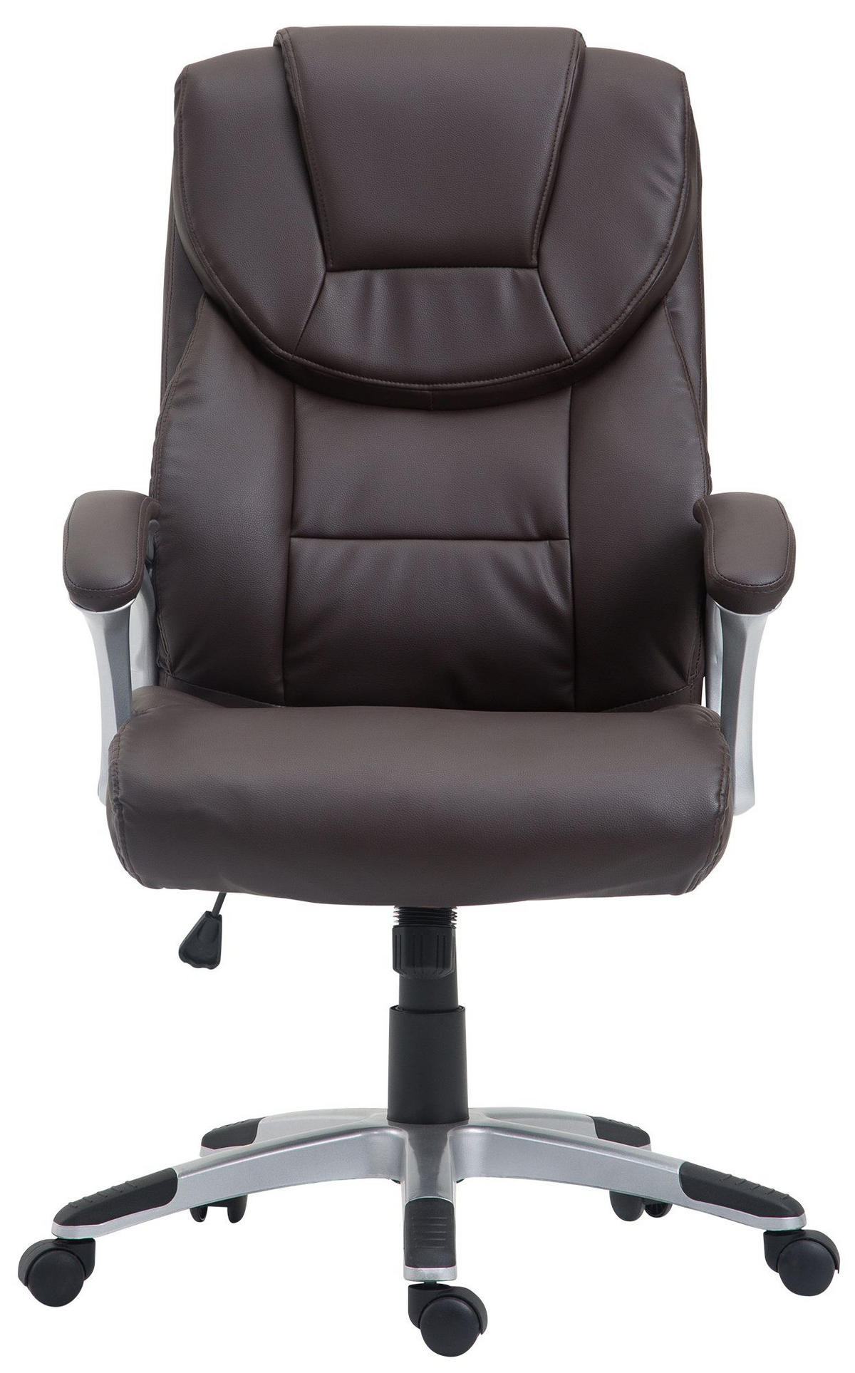 CHEFSESSEL Lederlook Braun - Braun/Grau, Kunststoff/Textil (65/109/73cm) - CLP