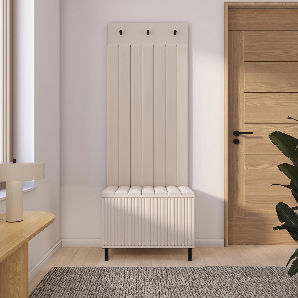 GARDEROBE Ritmo version 6 mit POLSTERPANEELEN Beige - Beige/Creme, Holzwerkstoff (70/195/40cm) - Jerpax