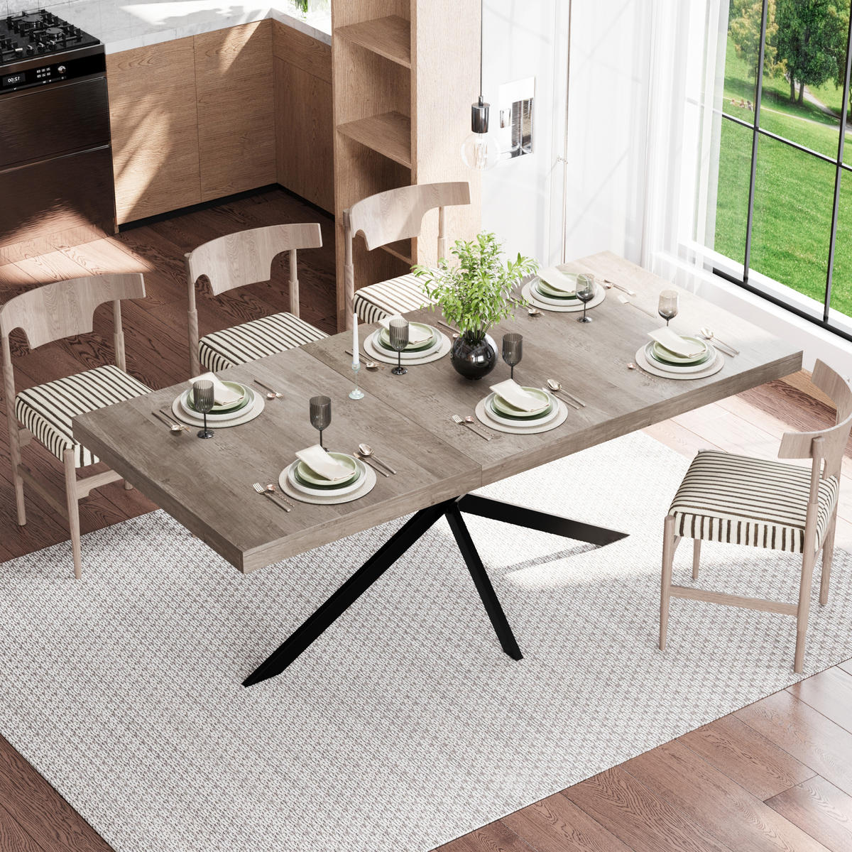 ESSTISCH Grau mit verstecktem Stauraum 140-180/80/76 cm - Grau, Holz (80/160/76cm) - Oxeza